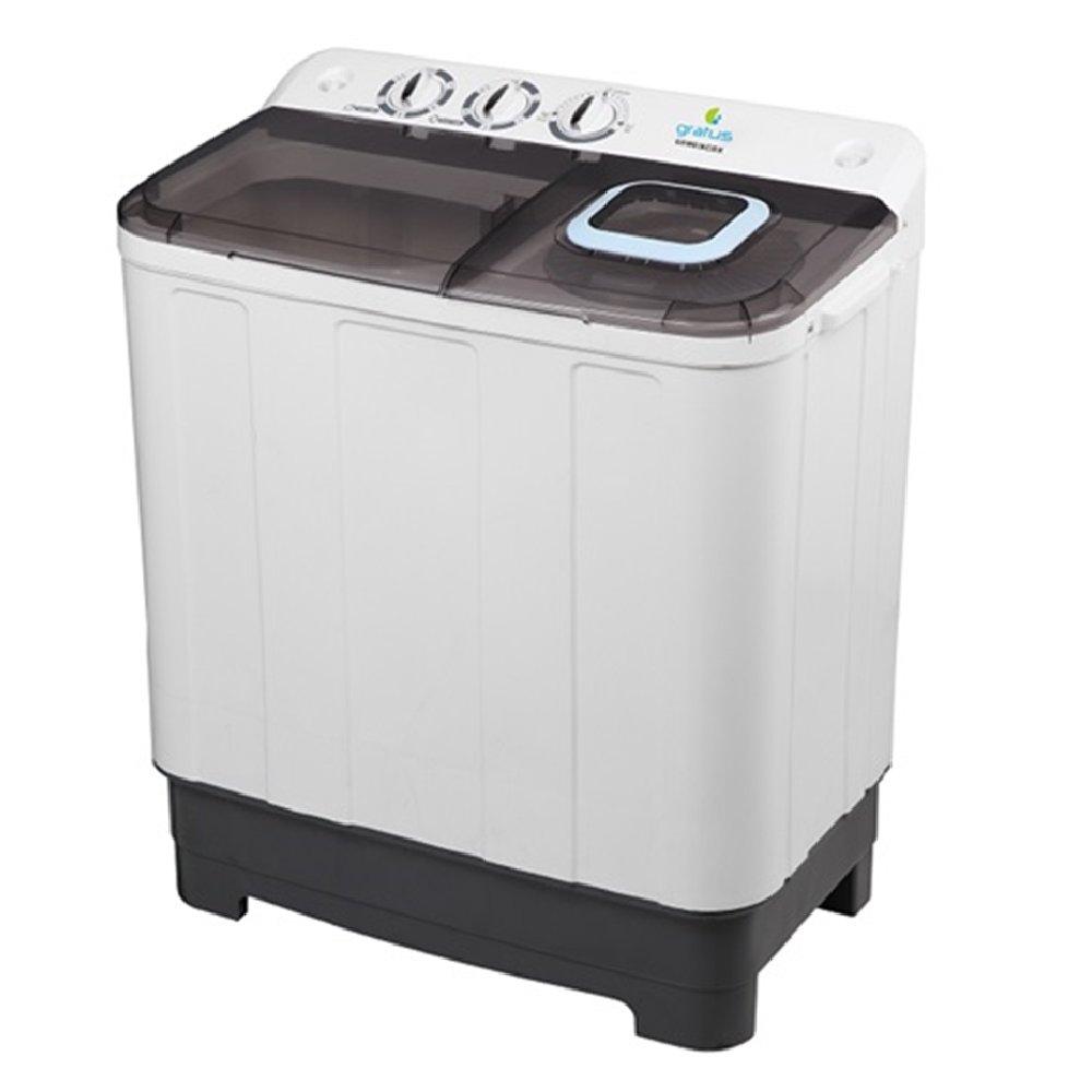 Buy Gratus twin tub washer, 7kg washing capacity, 5kg spin capacity, gsw07kcdx – white &amp... in Kuwait