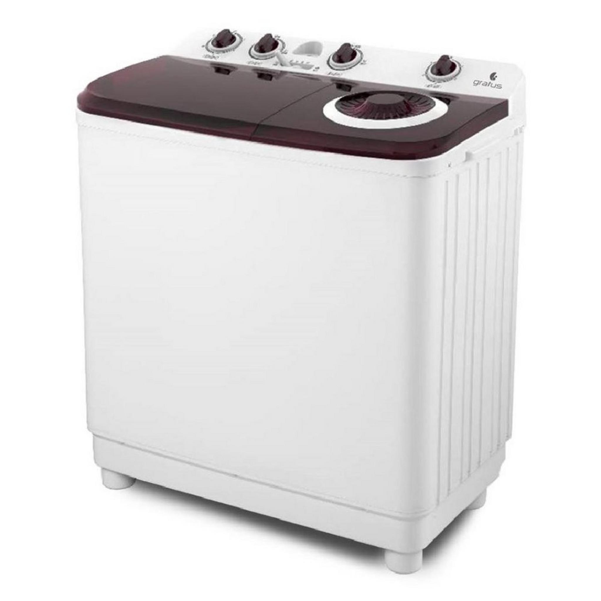 Gratus Twin Tub Washer, 15kg Washing capacity, 8kg Spin capacity, GSWM15KCDX1 – White & Gray