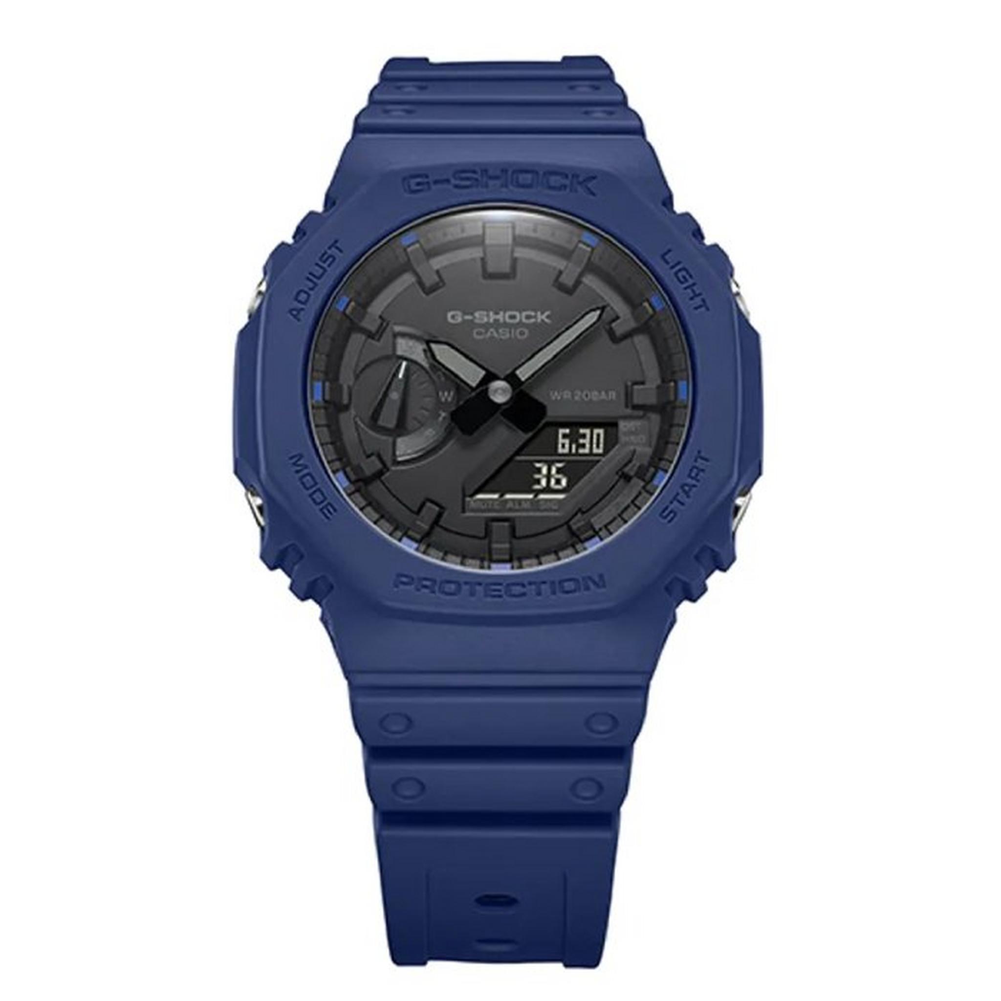 ساعة كاسيو جي-شوك يوث للرجال, ديجيتال/انالوج, 48 مم, GA-2100-2ADR  – أزرق