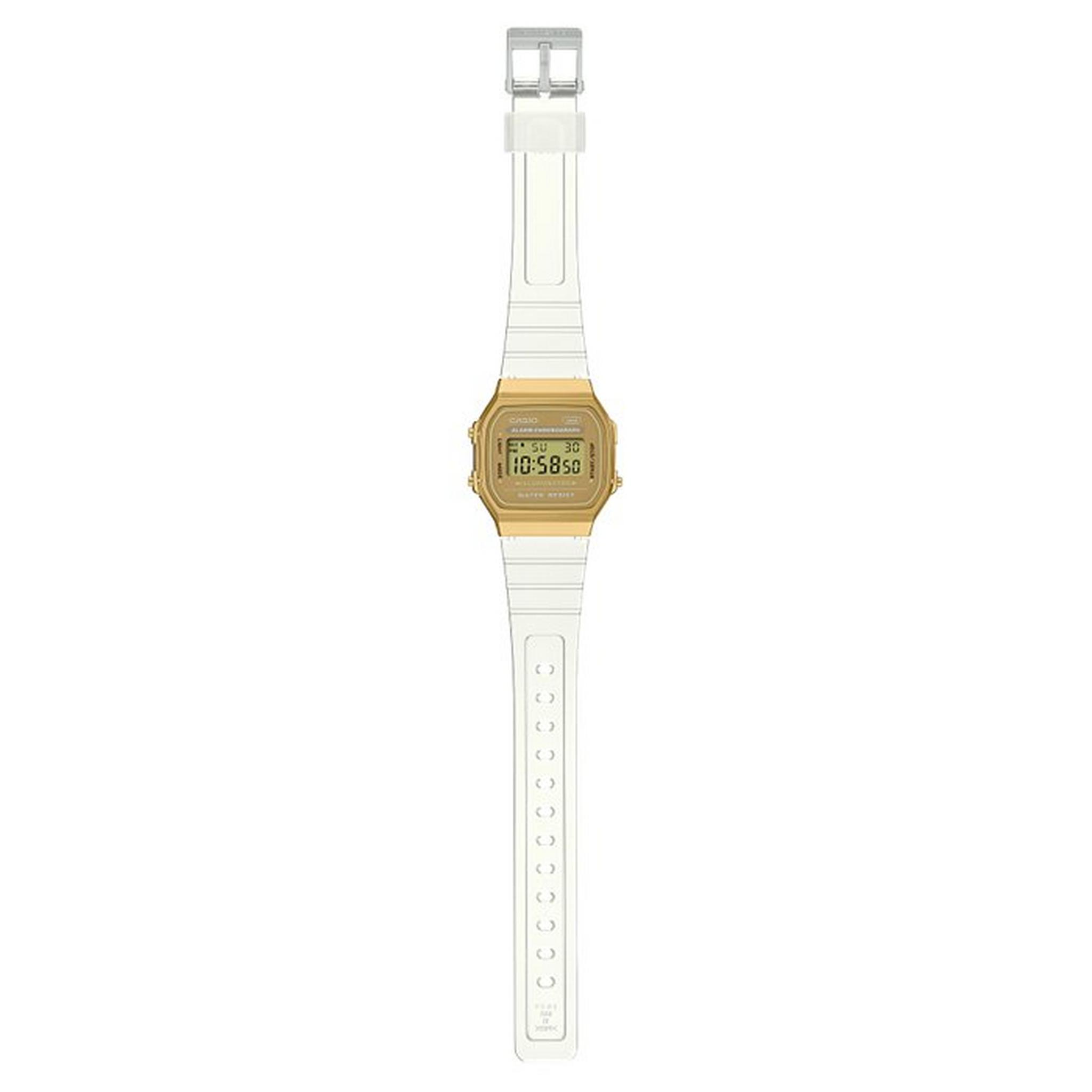 ساعة كاسيو جي أل يو كي موديل للجنسين, ديجيتال, 38 مم, A168XESG-9ADF  – شفاف