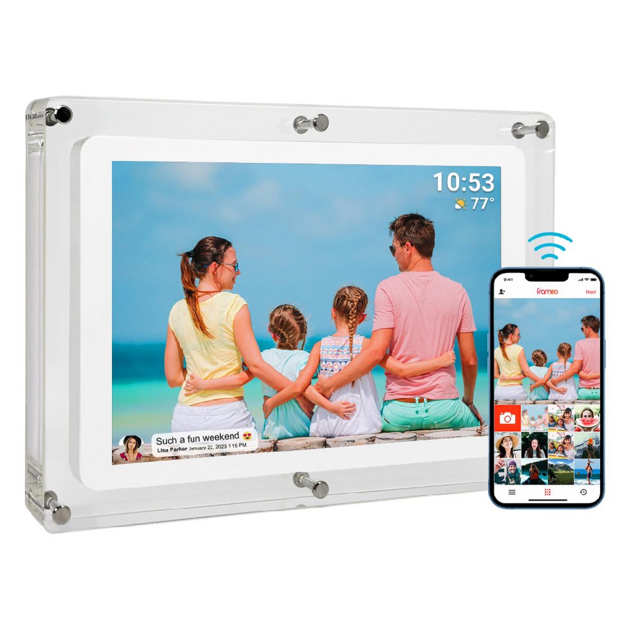 Frameo 10.1-inch 32GB Touch Panel Digital Photo Frame, Wi-Fi, ZN-DP1006 - Acrylic Transparent