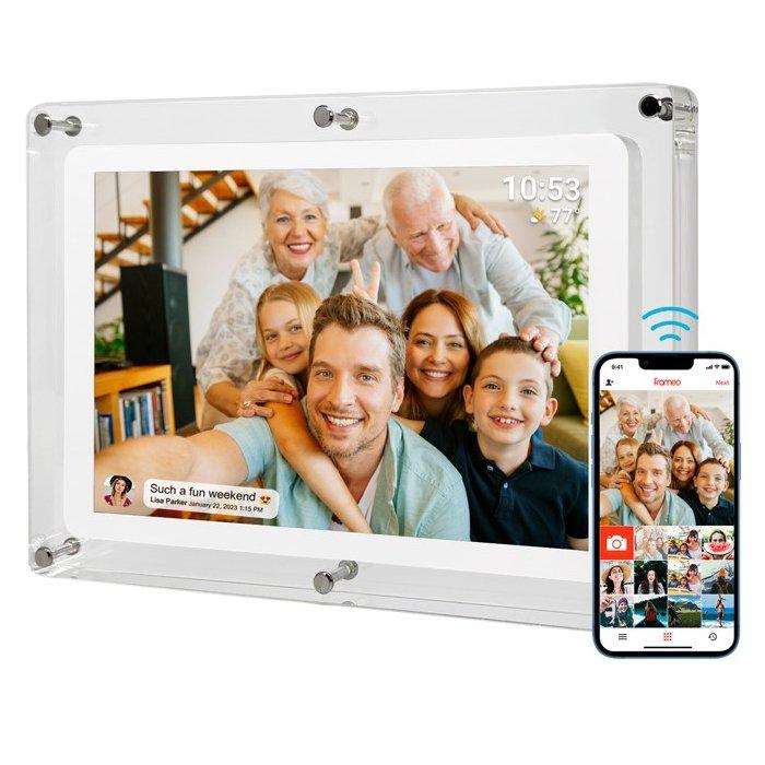 إطار صور رقمي بشاشة لمس مقاس10.1 بوصة وسعة 32 جيجابايت من فريمو، اتصال واي فاي، ZN-DP1006 - أكريليك شفاف