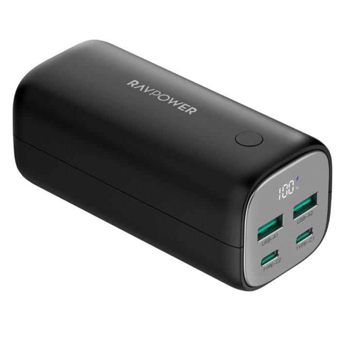 Buy Ravpower pd pioneer  4-port power bank, 14000mah, 70w, rp-pb208mini - black in Kuwait