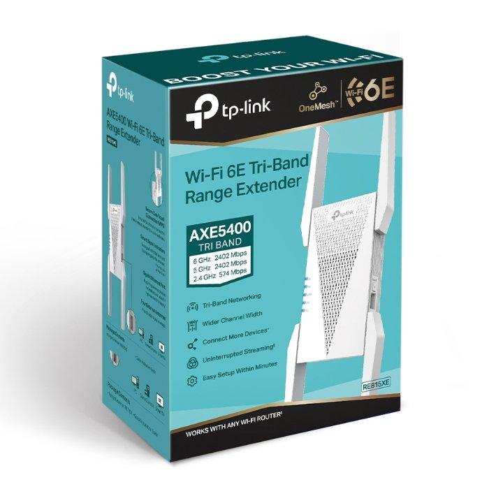 TP-Link Range Extender, Wi-Fi 6E, Tri-band, RE815XE - White