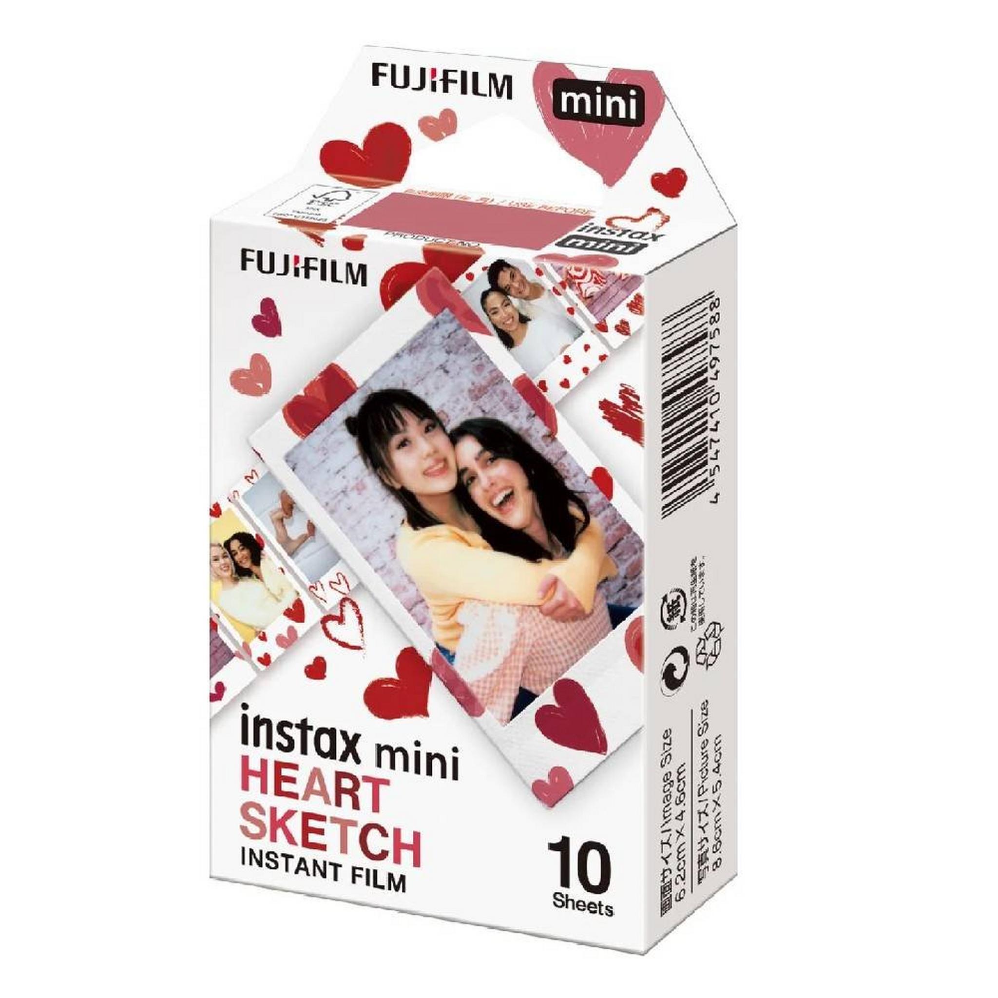 Fujifilm Instax Mini Heart Sketch Film, 10 Sheets,INSTX MINI - CS