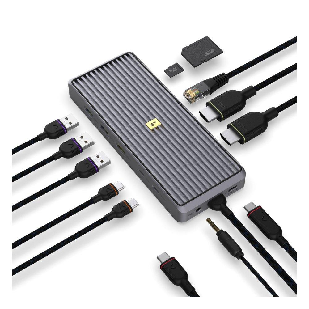 Unisynk 12 Port Dual Display USB-C Hub 8K Pro, 10399 – Grey