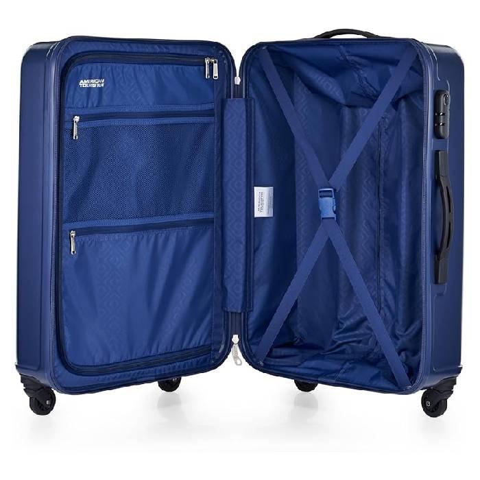 American Tourister Skytrac Hard Luggage with Spinner Wheels, 68 cm, HZ9X41002 - Navy Blue