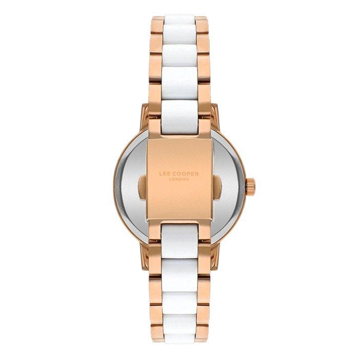 ساعة لي كوبر للنساء, متعددة الوظائف, 33.2 مم, سوار من المعدن, LC07929.430 – أبيض/ذهبي وردي