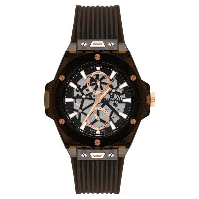 Lee Cooper Watch for Men, Multi-Function, 44 mm, Silicone Strap, LC07975.051 – Black
