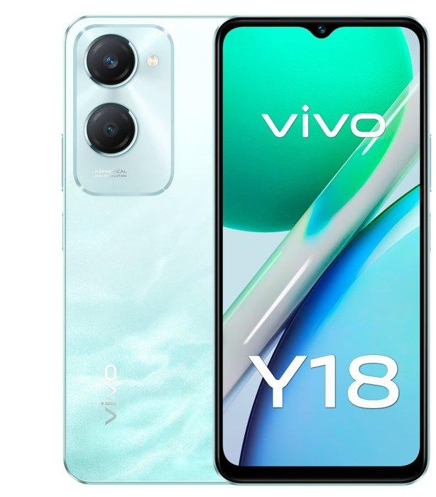 Vivo Y18 Phone, 6.56-inch, 128GB, 6GB RAM, 50MP - Aqua Blue