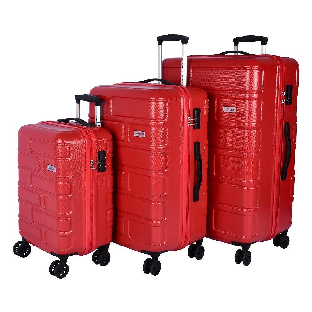 American Tourister Bricklane Hard Trolley Luggage Set of 3, 55+69+80CM, with Backpack GE3X80008- Red