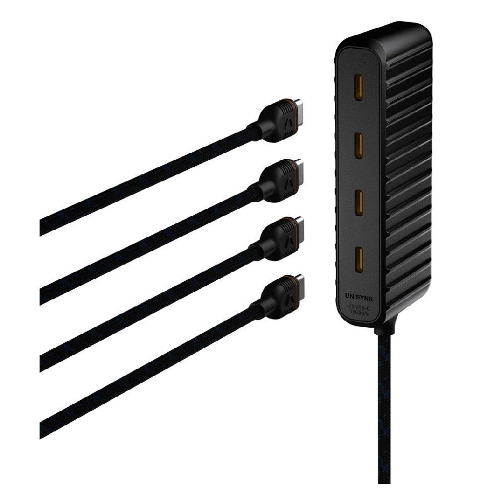 UNISYNK USB-C to 4 USB-C Hub charger, 10427 – Black
