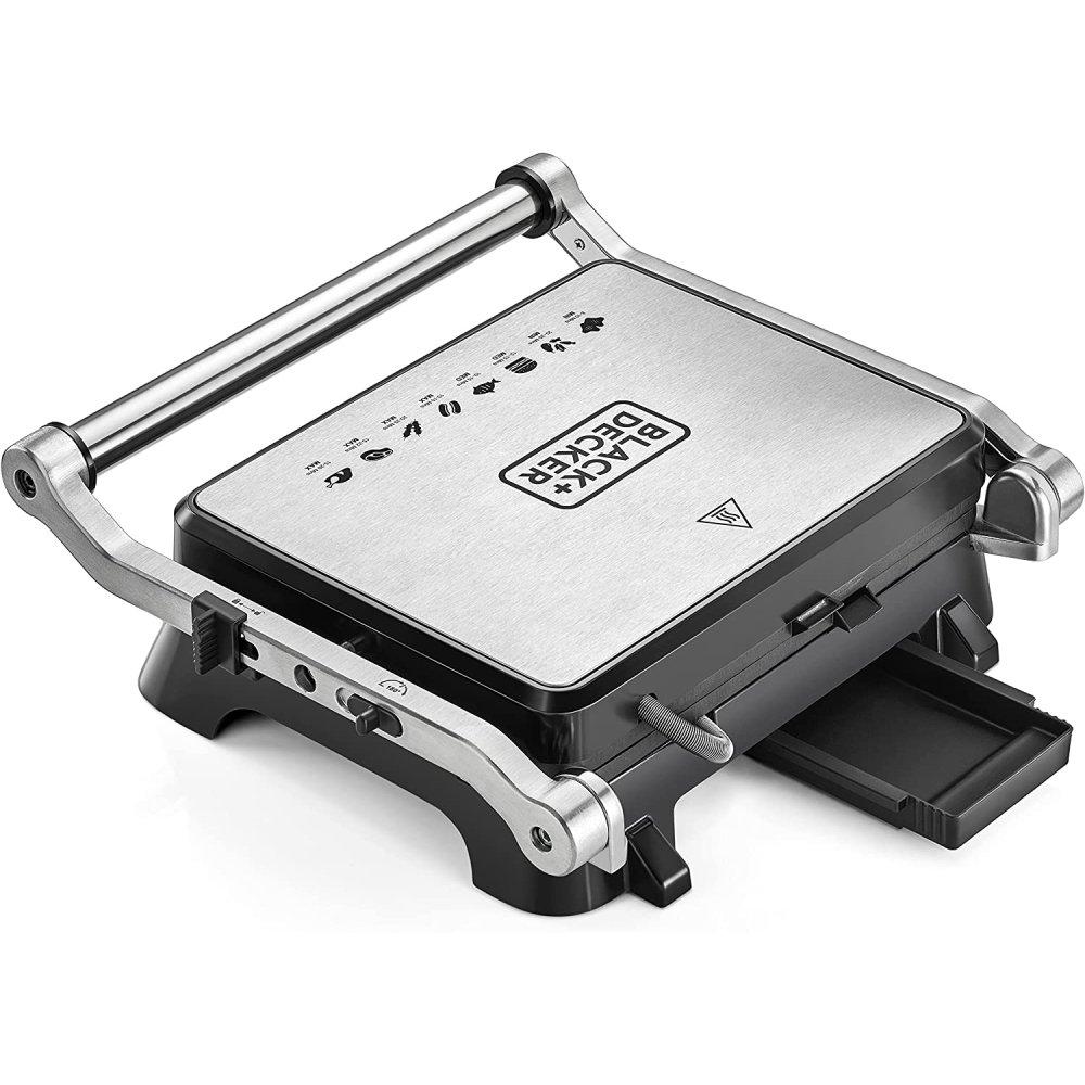 Black & Decker Electric Contact Grill with Full Flat Grill, JE250-B5 - Stainless Steel