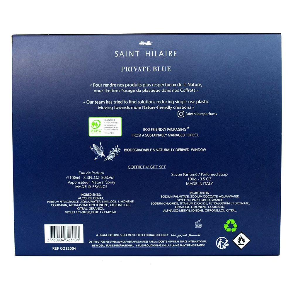 Private Blue by Saint Hilaire Parfum Set for Men, 100ml 