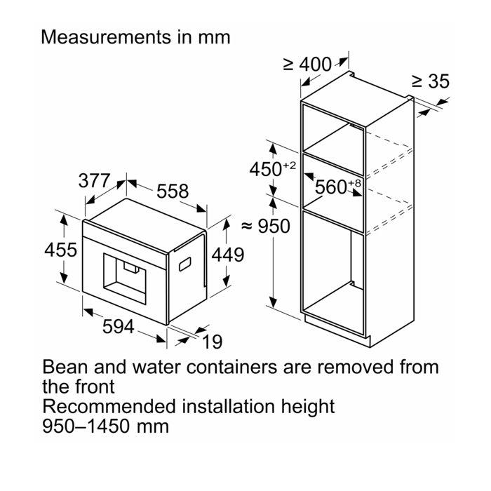 Bosch Series 8 Built-In Fully Automatic Coffee Machine, CTL7181B0 - Black