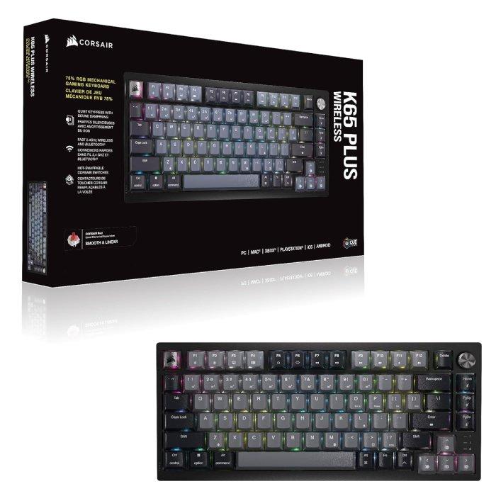 CORSAIR K65 Plus Wireless 75% RGB - MLX Red Switch Mechanical Gaming Keyboard, CH-91D401L-NA - Black