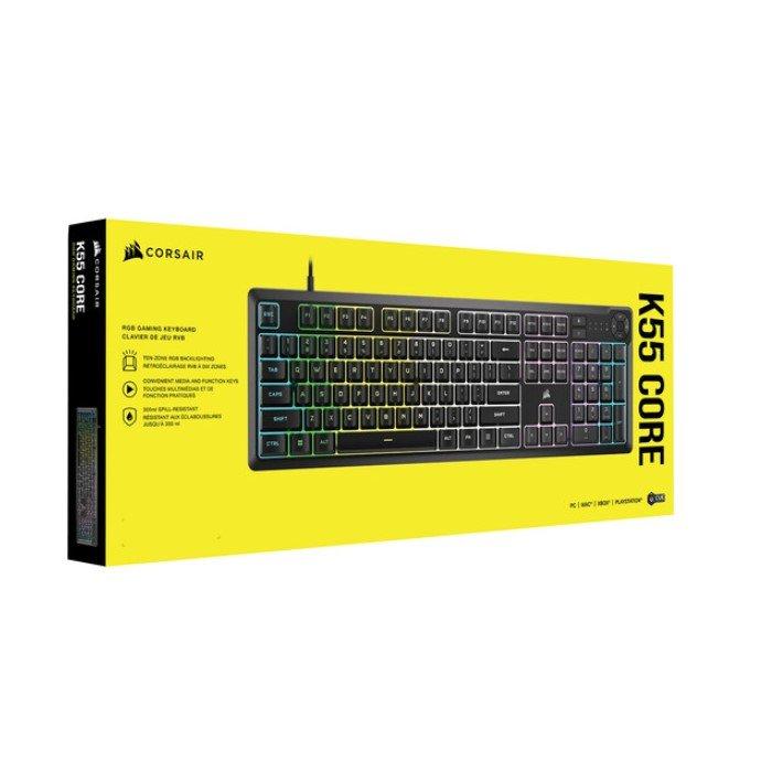 CORSAIR K55 CORE RGB Wired Gaming Keyboard, CH-9226C65-NA - Black