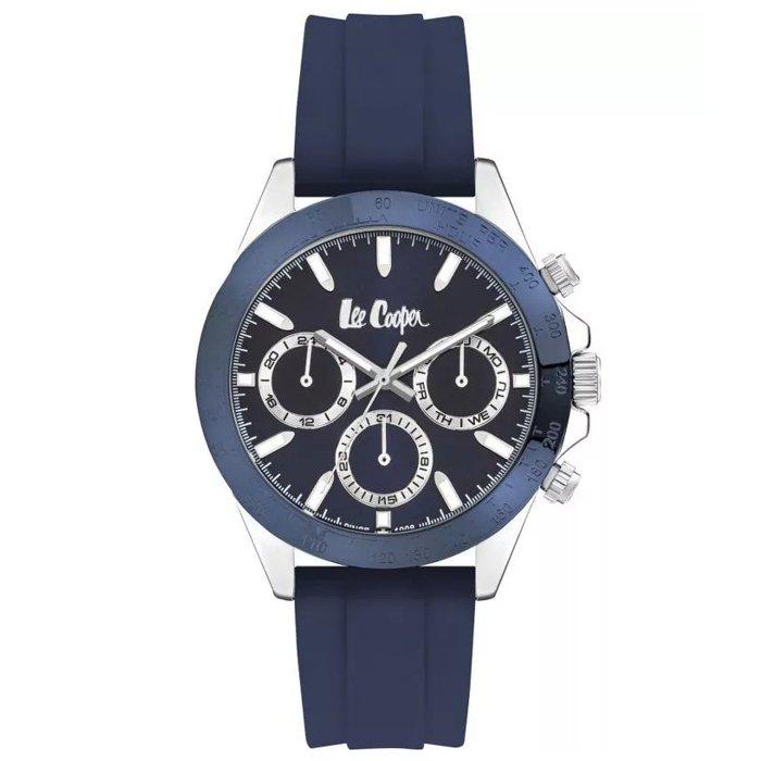 Lee Cooper Men's Watch, Multifunction, Silicone Strap, 42mm, LC07964.398 - Dark Blue