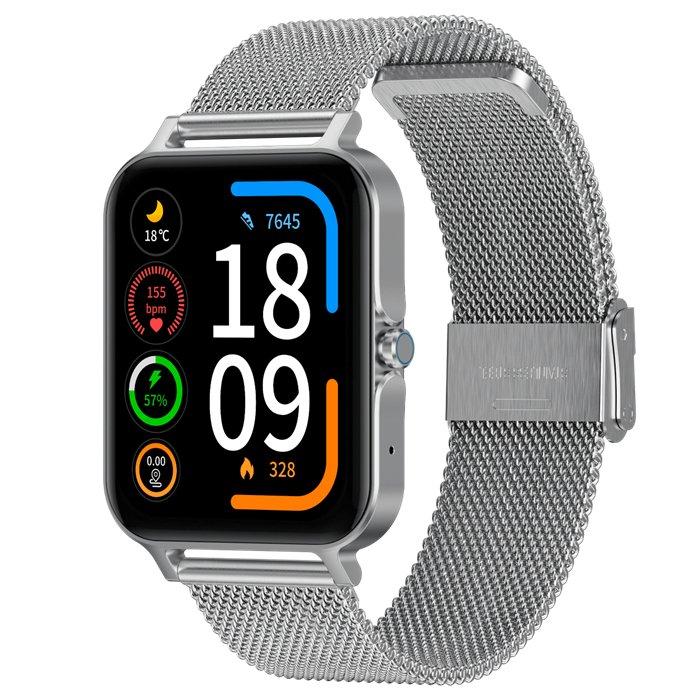 G-tab Smart Watch FT7, 1.78-inch, Metal Strap - Silver