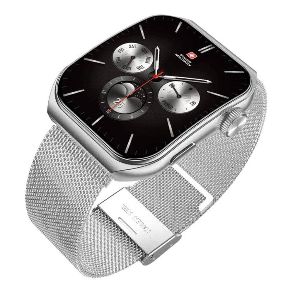 Swiss Military Alps 3 Smart Watch, Steel Strap, 1.96-inch AMOLED Display – Silver