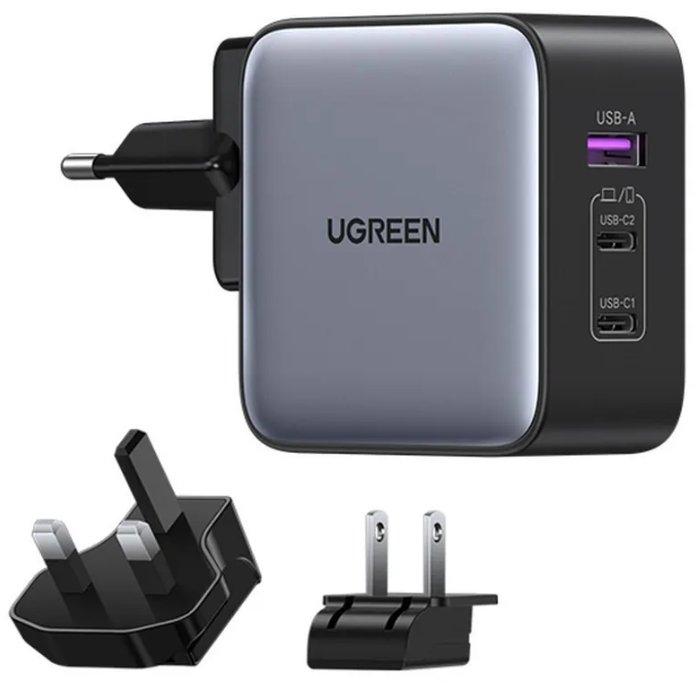 Buy Ugreen nexode 65w gan usb c wall charger, 3 ports, cd296 - black in Kuwait