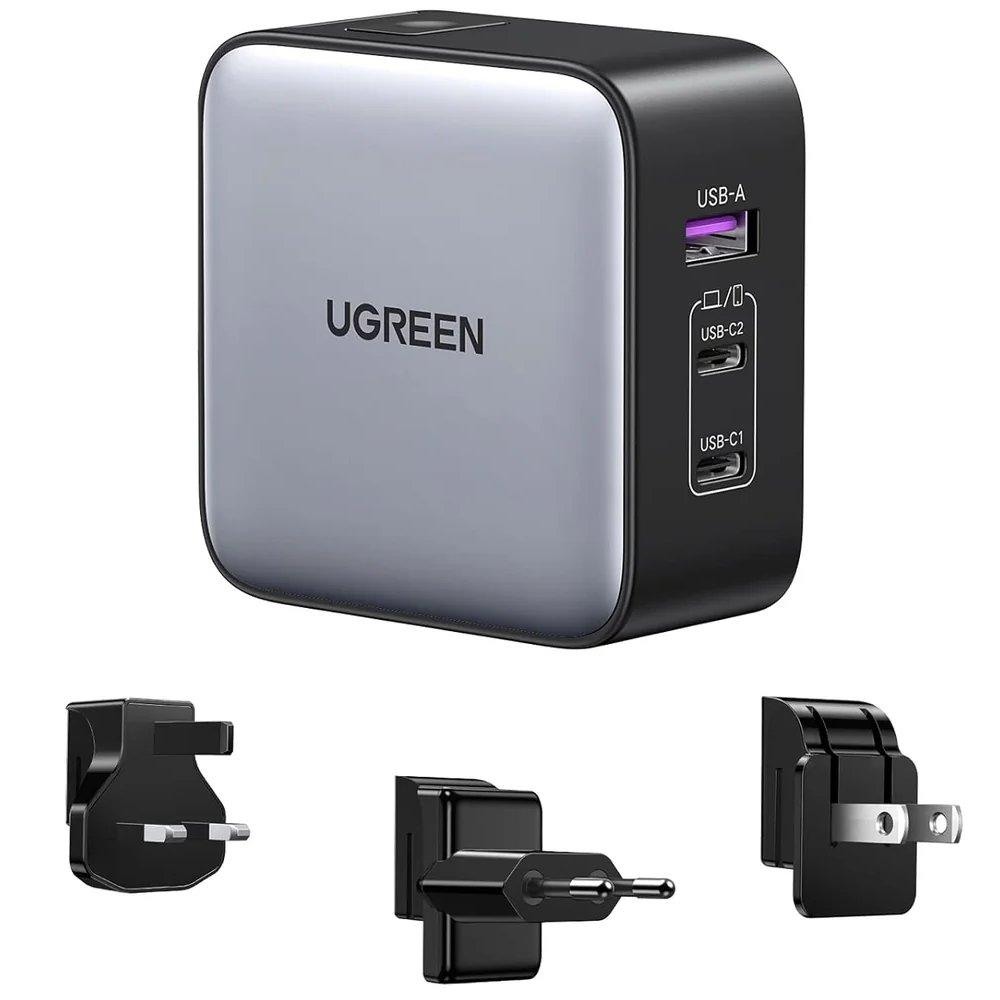 UGREEN Nexode 65W Gan USB C Wall Charger, 3 Ports, CD296 - Black