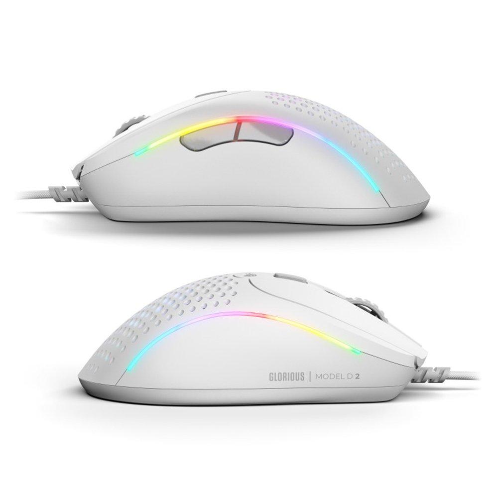 Glorious Model D 2 Wired RGB Gaming Mouse, GLO-MS-DV2-MW – White