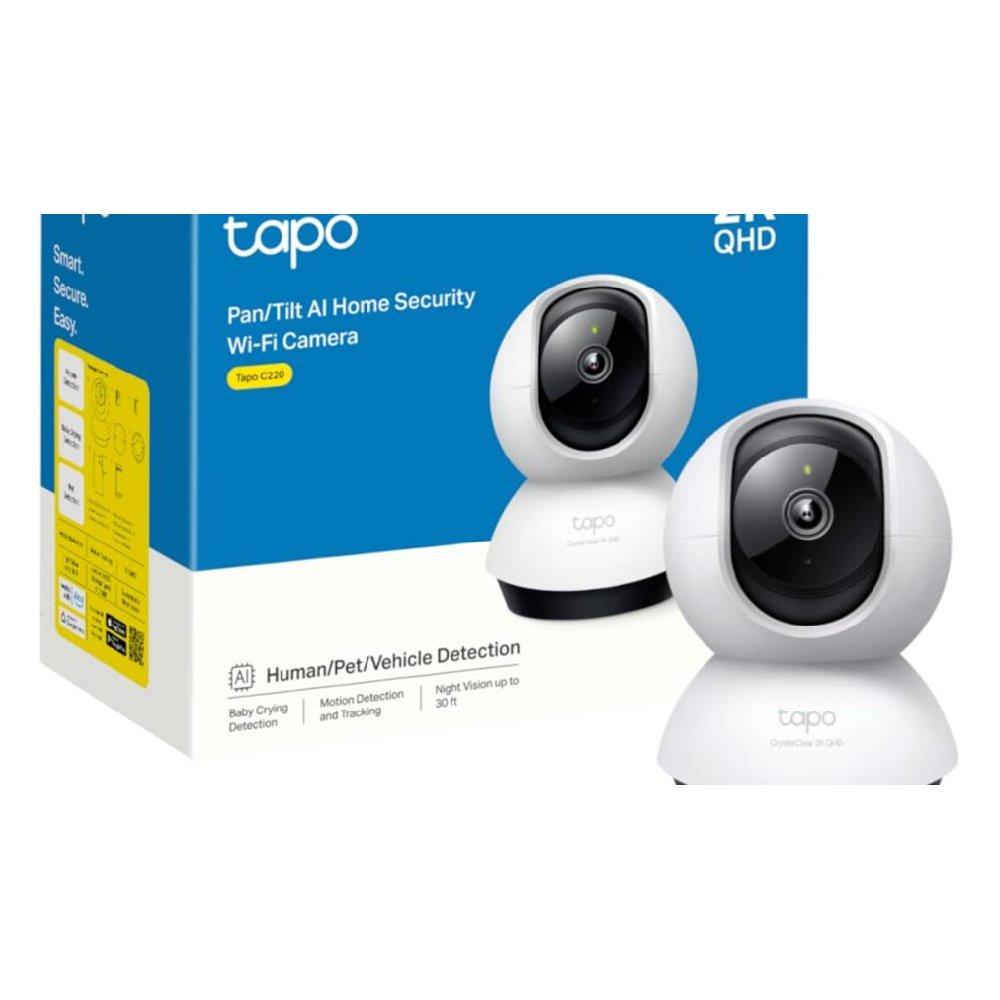 TP-Link Tapo C220, Indoor, 2K QHD, Pan/Tilt Home Security Wi-Fi Camera – White