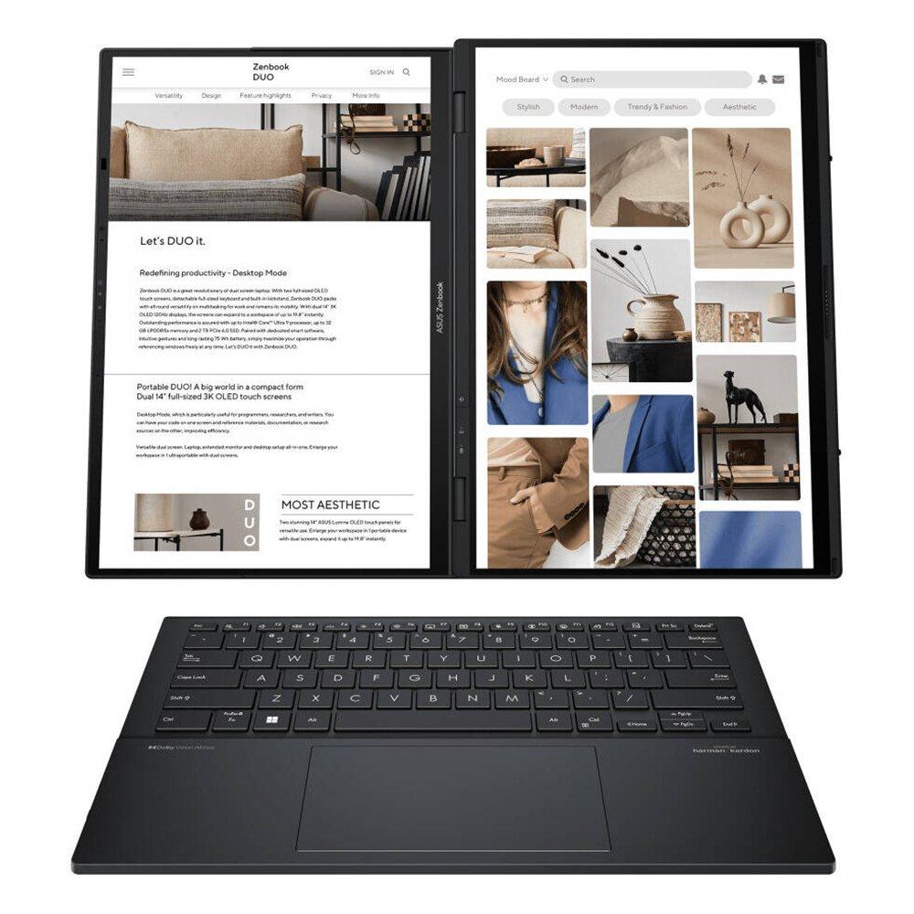 لابتوب اسوس زين بوك دو، انتل كور الترا 9، رام 32 جيجابايت، 2 تيرابايت اس اس دي، انتل ارك جرافيكس، 14 بوصة، ويندوز 11 هوم، UX8406MA-OLEDI9IG - رمادي