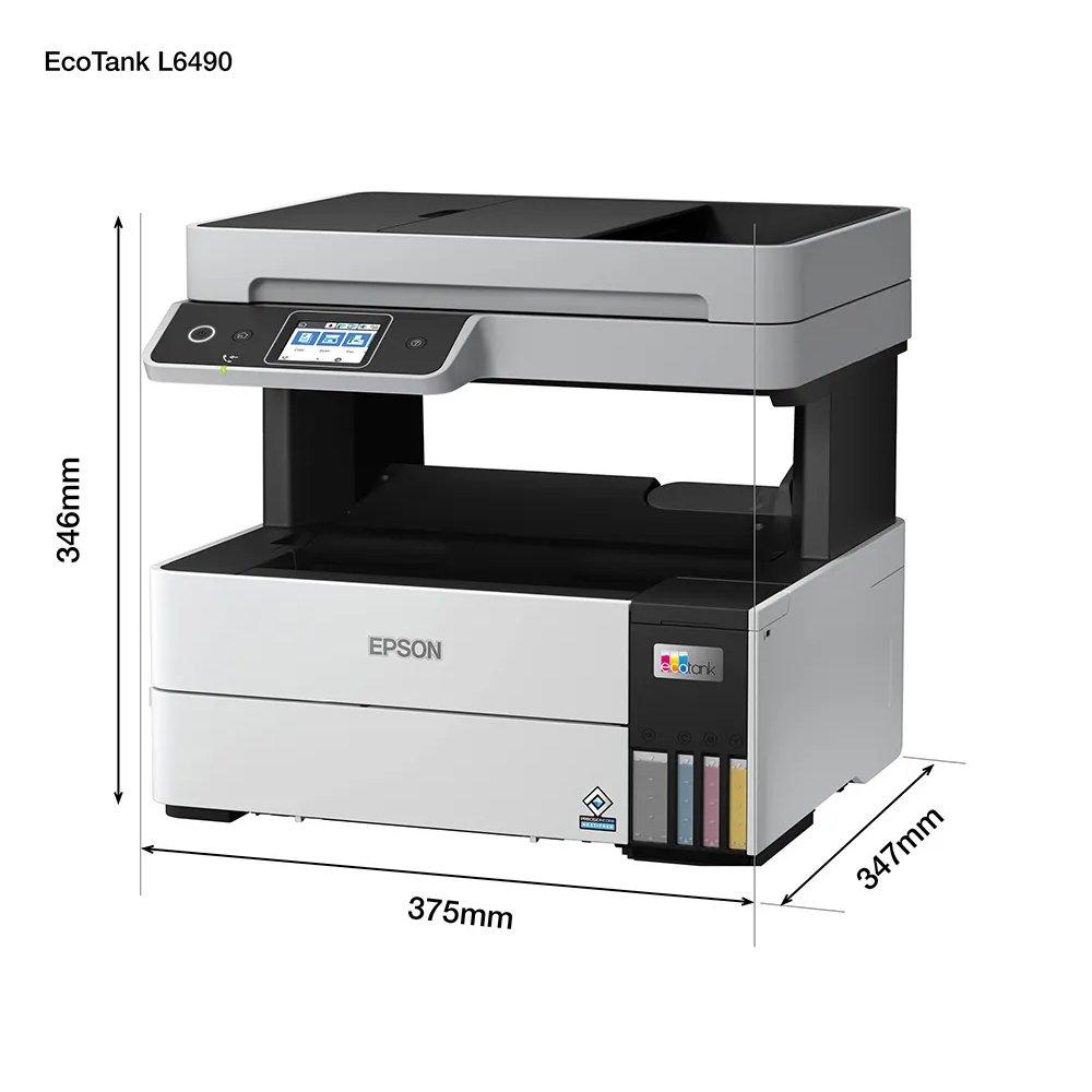 طابعة نفث الحبر 4 في 1 ايكوتانك ال6490 من ابسون، اتصال واي-فاي - أبيض