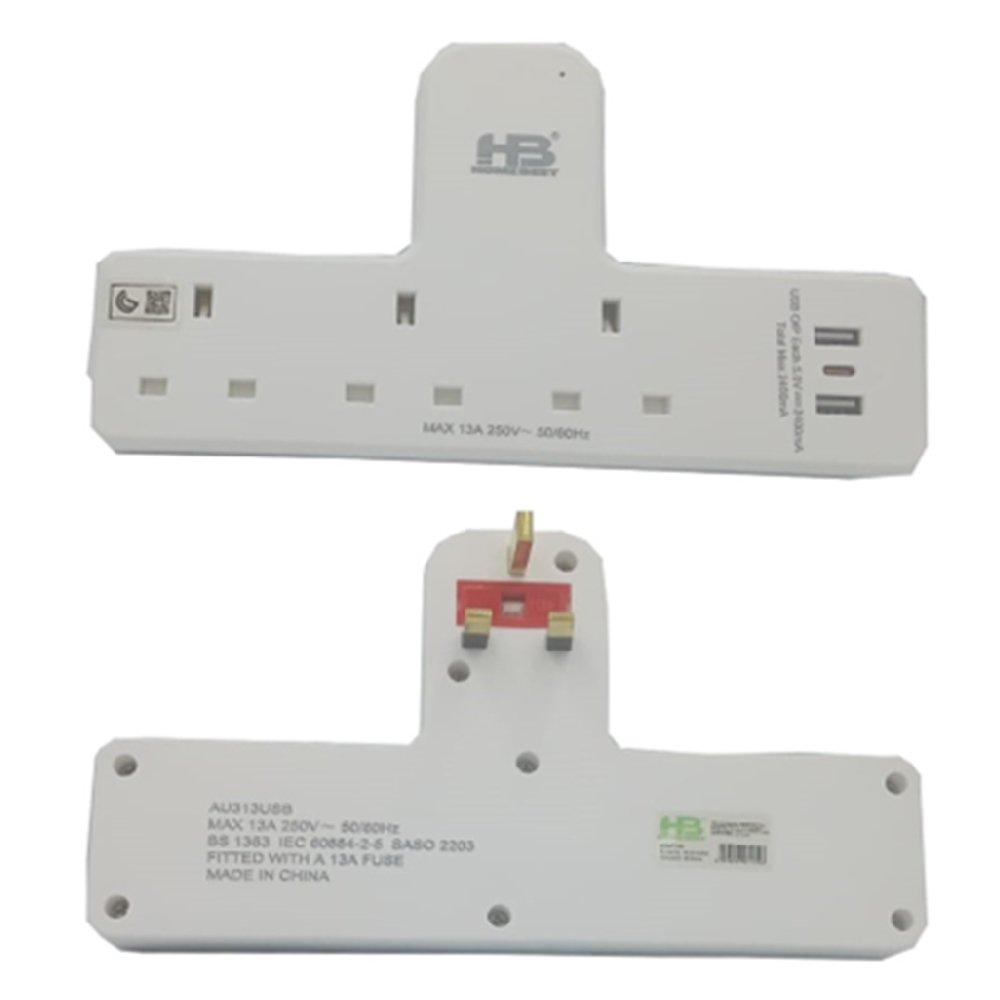 Buy Socket adapter 3 way 2 usb rtc, 49-5-au313usb – white in Kuwait