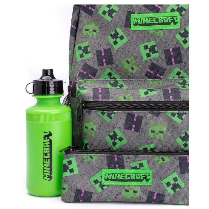 Vanilla Underground Minecraft 4 Piece Lunch Bag Backpack Set, A54630 - Grey