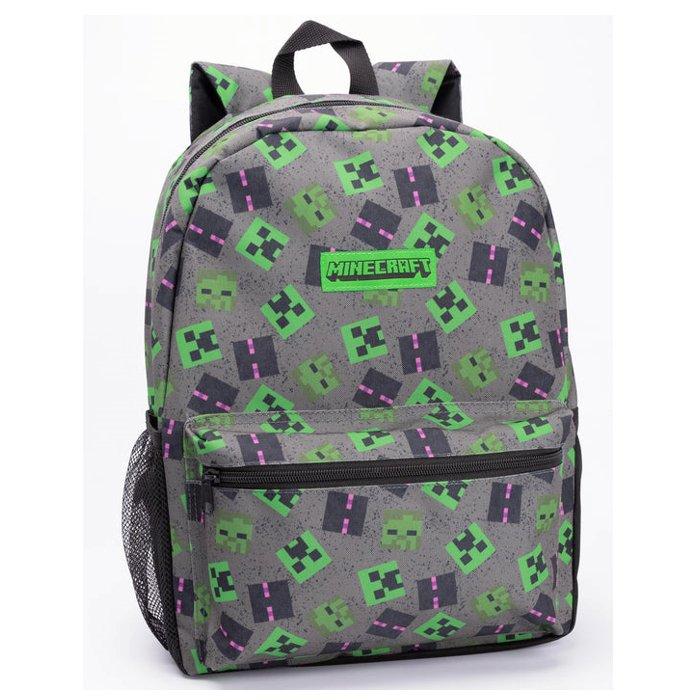 Vanilla Underground Minecraft 4 Piece Lunch Bag Backpack Set, A54630 - Grey
