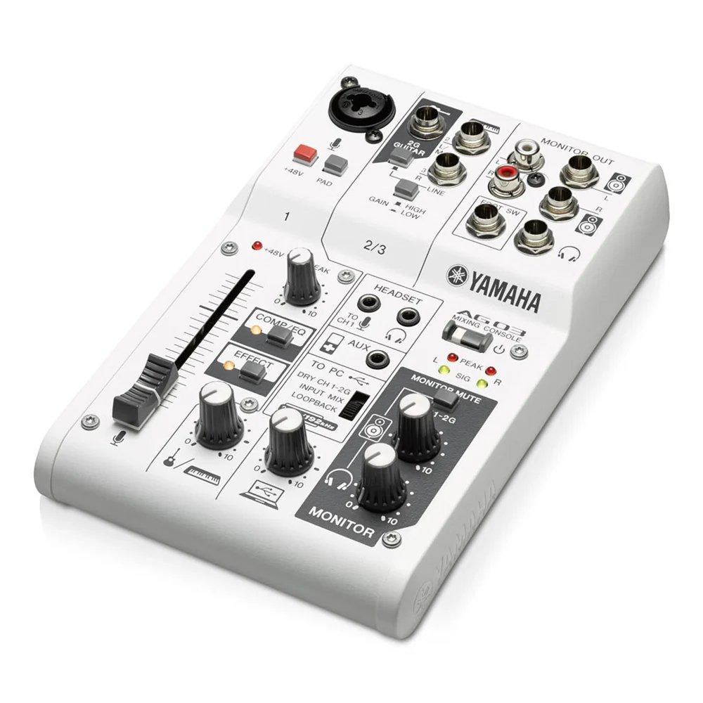 Yamaha AG03 Live Streaming Mixer,  3-Channel - White