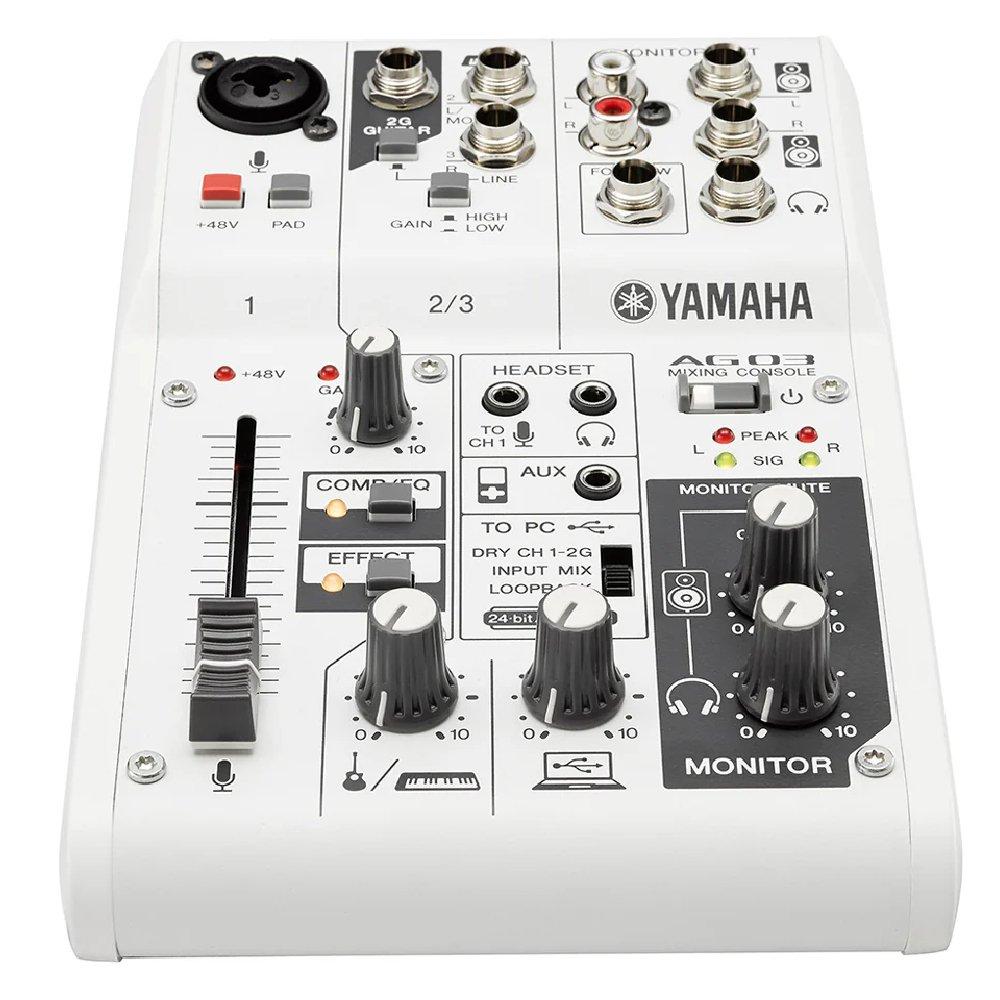 Yamaha AG03 Live Streaming Mixer,  3-Channel - White