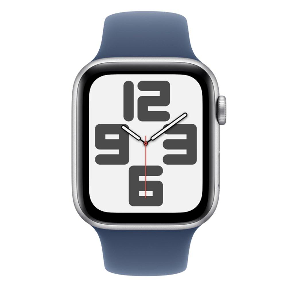 Apple Watch SE GPS + Cellular 44mm Silver Aluminium Case with Denim Sport Band - S/M