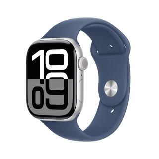 Buy Apple watch series 10 gps 42mm silver aluminium case with denim sport band - m/l in Kuwait