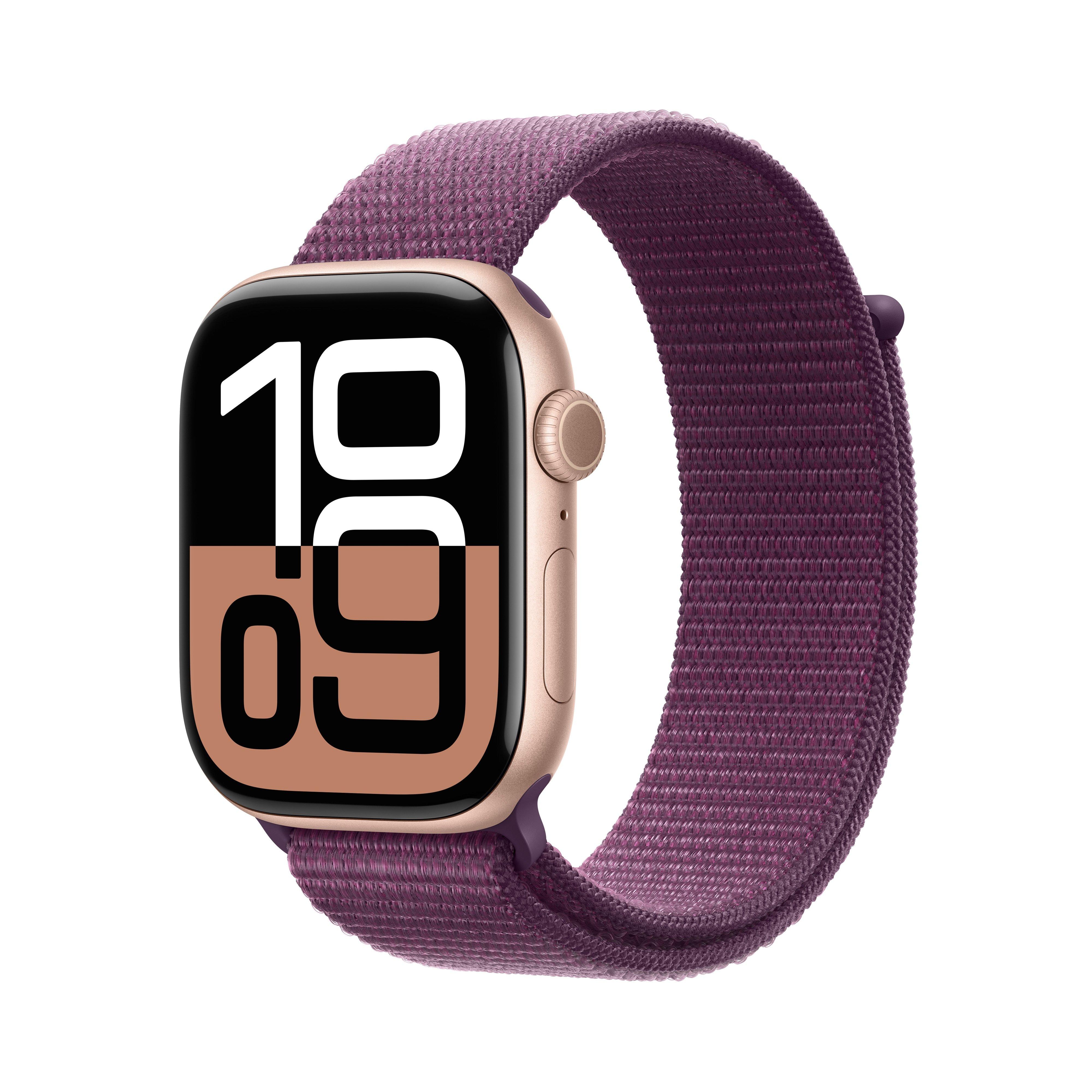 Buy Apple watch series 10 gps 46mm rose gold aluminium case with plum sport loop in Kuwait