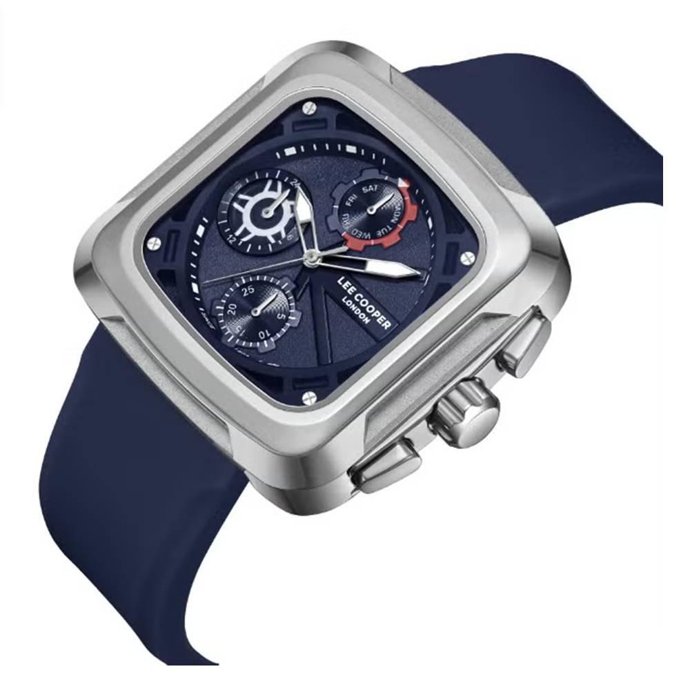 Lee Cooper Watch for Men, Multi Function, 40mm, Silicone Strap, LC08012.399 - Dark Blue