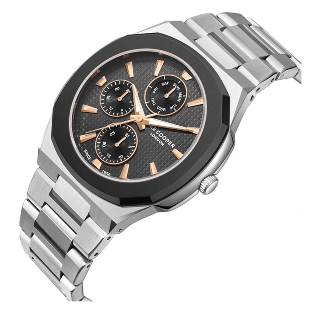 Lee Cooper Watch for Men, Multi Function, 45mm, Metal Strap, LC08047.3600 - Silver