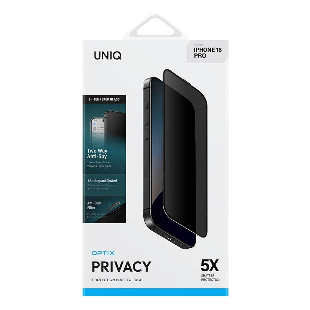 Uniq Optix Privacy iPhone 16 Pro Glass Screen Protector – Black