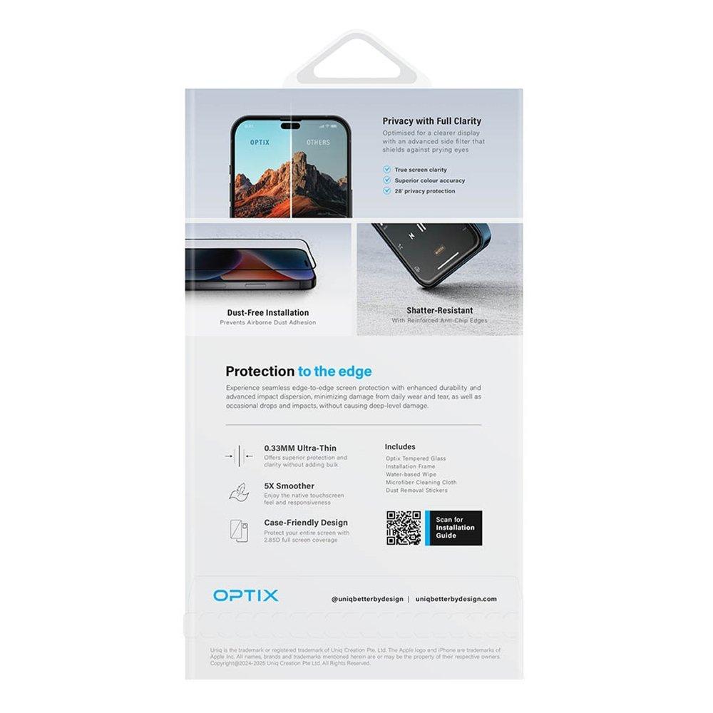 Uniq Optix Privacy iPhone 16 Pro Glass Screen Protector – Black
