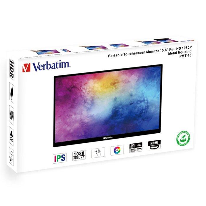 Verbatim Portable Touchscreen Monitor Full HD 1080p 15.6", 49592 - Black