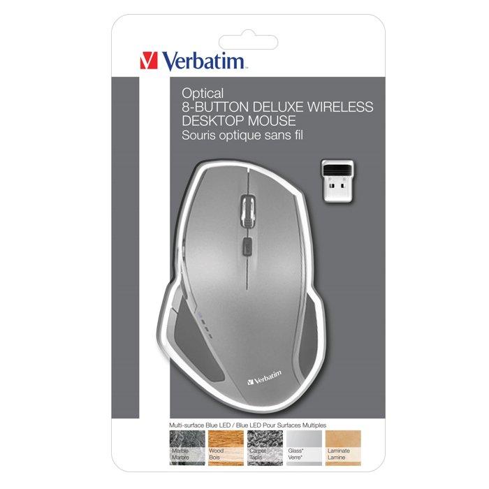 Buy Verbatim wireless deluxe led mouse, 49041 - silver in Kuwait