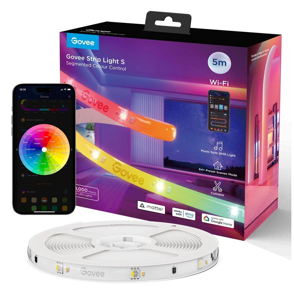 Govee RGBIC Wireless 5m LED Strip Lights, H612A - Multicolor