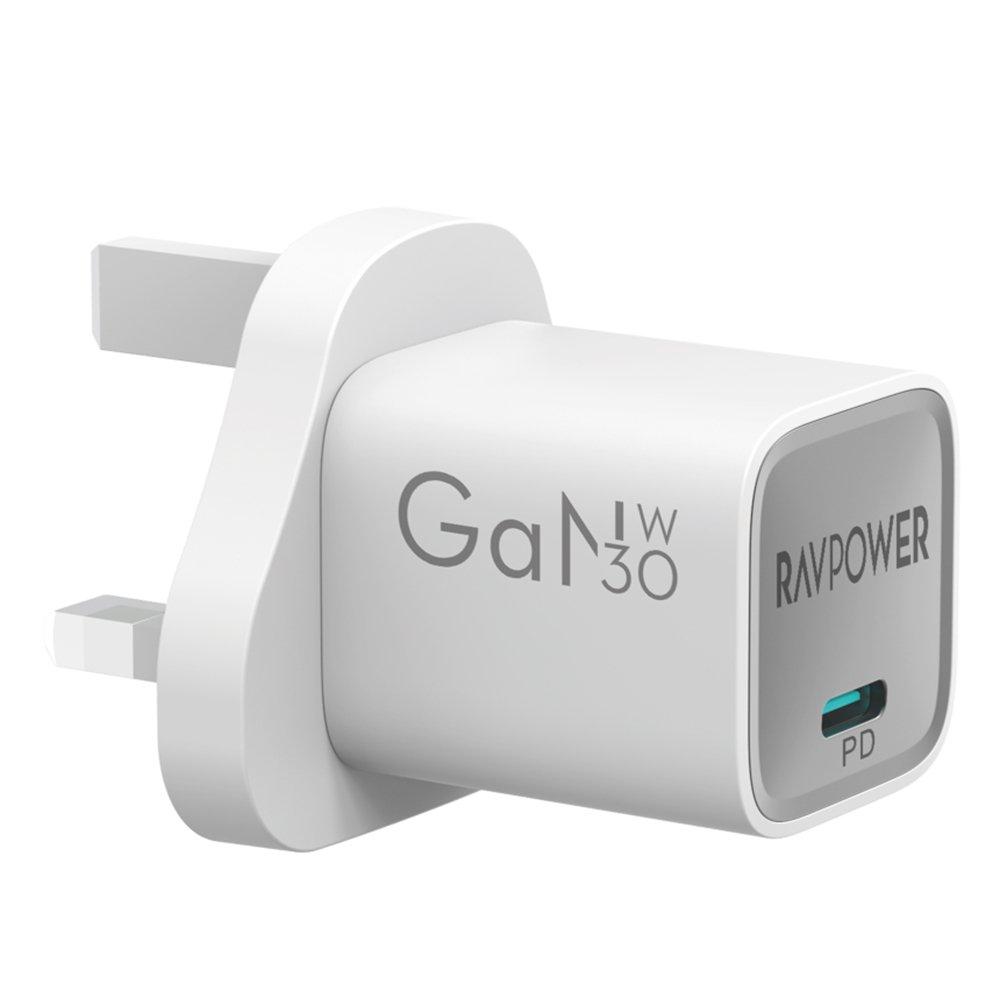 Buy Ravpower gan type-c 30w wall charger, rp-pc1056 - white in Kuwait