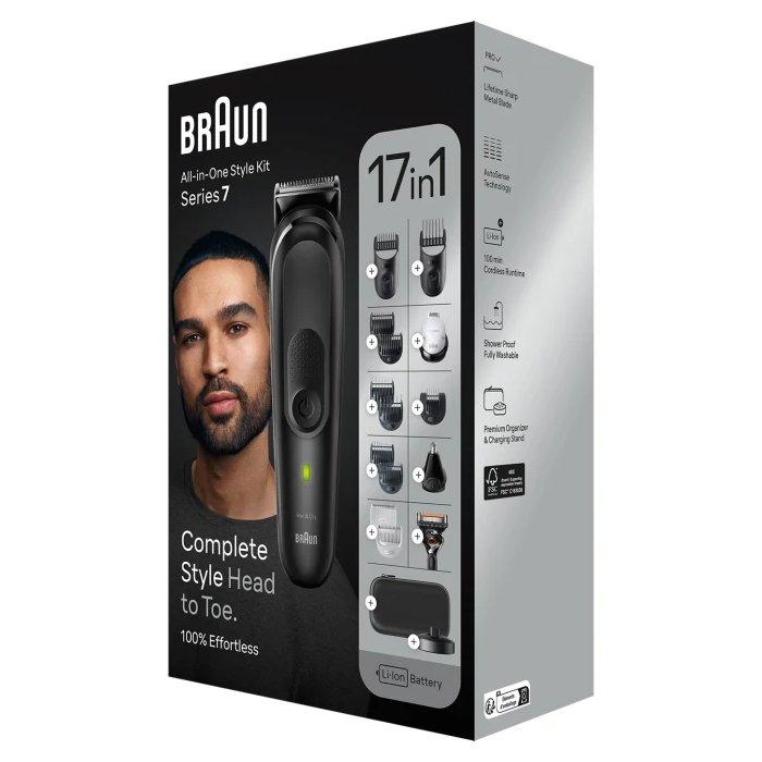 Braun 17-in-1 Style Kit 7 Beard, Body, Hair with ProBlade, 100min Runtime, MGK7490 - Black