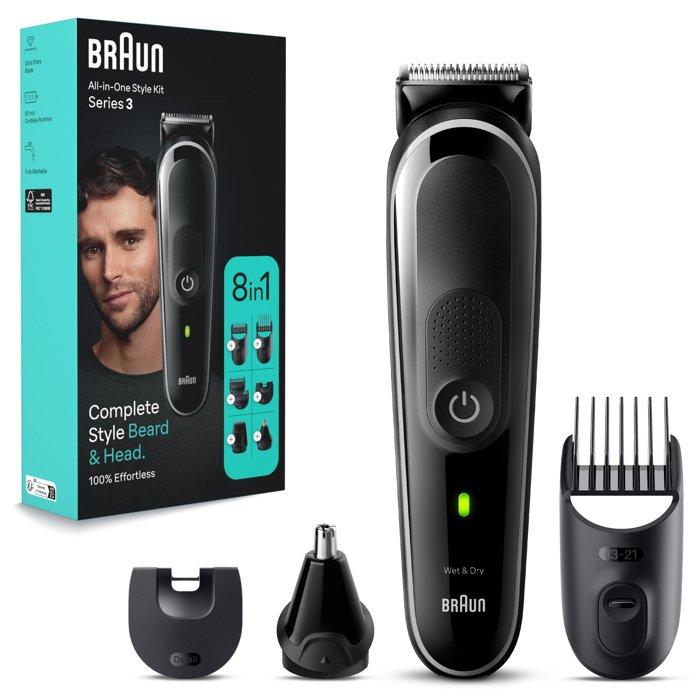 Buy Braun 8-in1 style kit for beard & hair series 3, 8 attachments, with 80 min runtime... in Kuwait