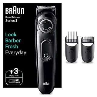 Buy Braun men's beard trimmer series 3 with precision wheel, 3 styling tools, 50 mins runti... in Kuwait