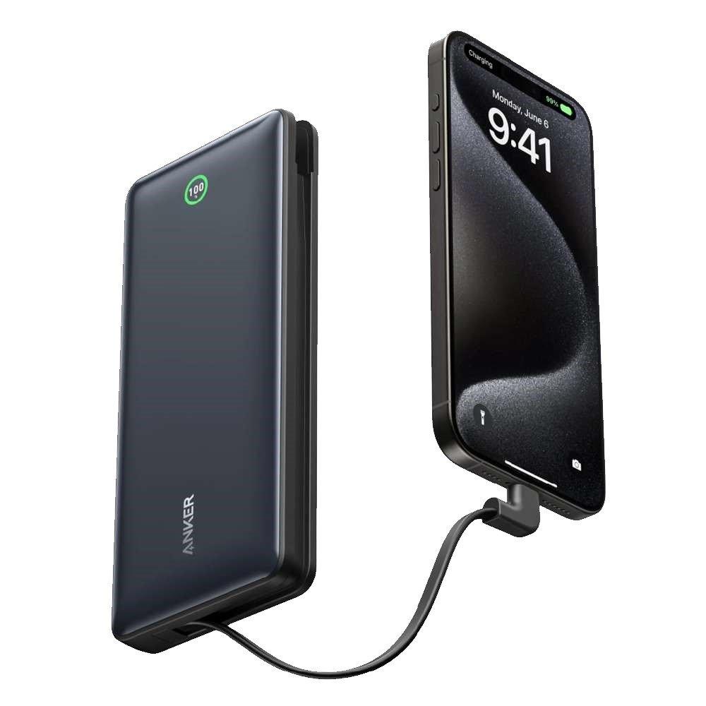 Anker Nano 20000mah Power Bank Built-In USB-C Cable, 30W, A1387H11 - Black